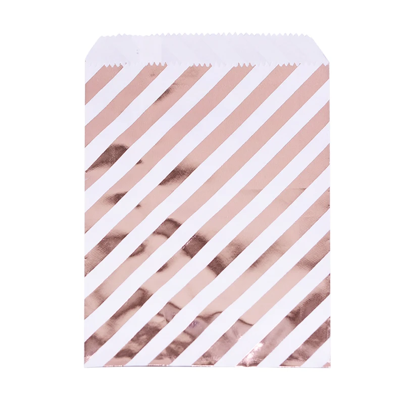 25pc rose gold twill 25pcs Kraft Paper Bags Treat Candy Bag Chevron Polka Dot Bags for Wedding Birthday Xmas New Year Party Favors Supplies Gift Bags - Цвет: 25pc rose gold twill