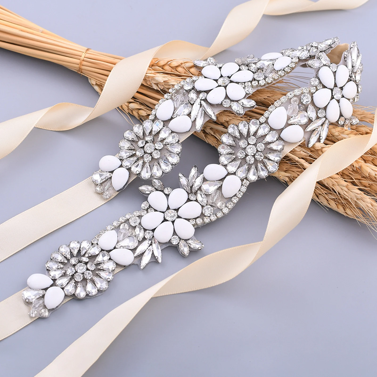 

TRiXY S431 Luxury Silver Rhinestone Belt Wedding Belt Sash Bridal Belt for Women Bridesmaid Belt Jewel Belt for Bride Waistband