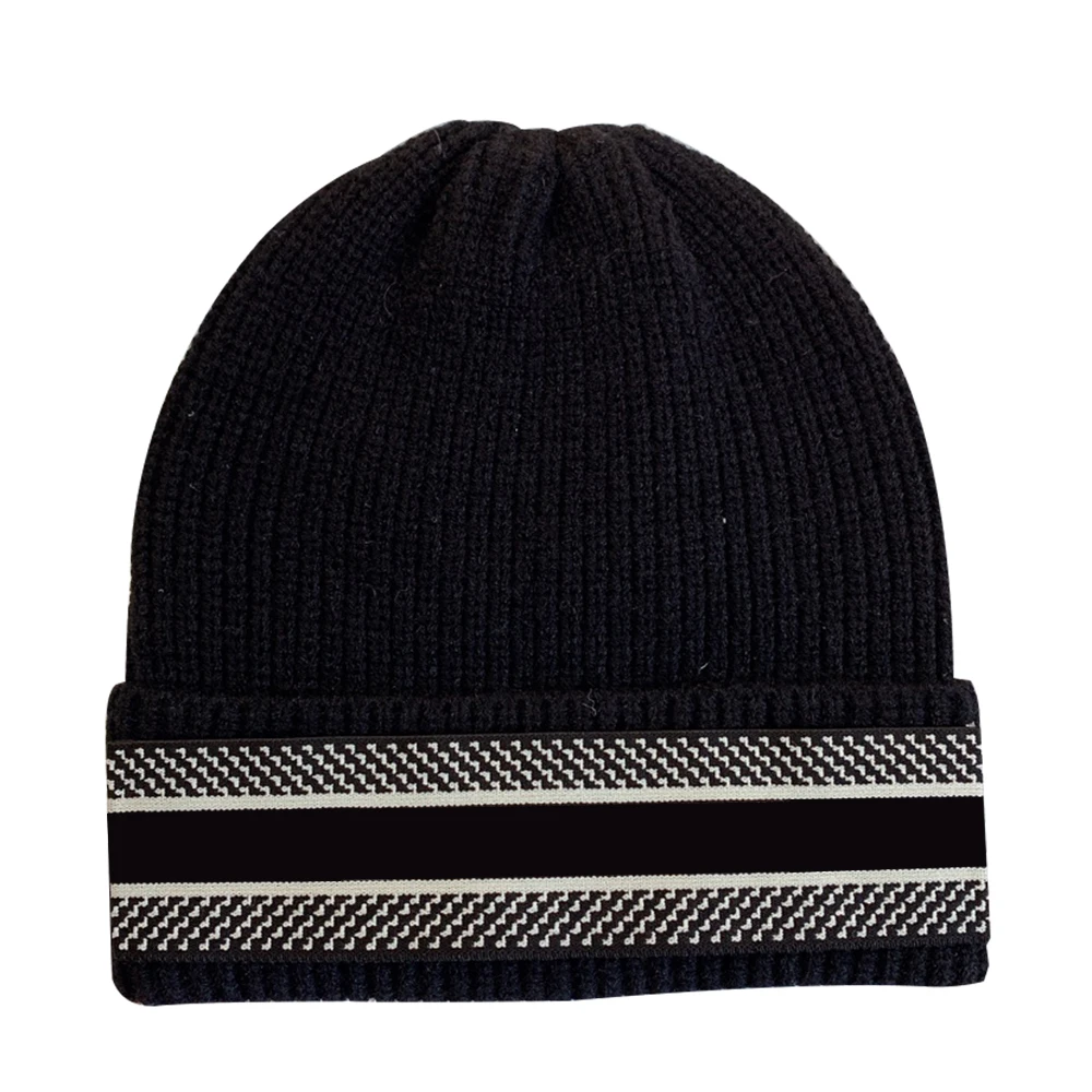 

Роскошные брендовые зимние шапки для мужчин и женщин, плотная вязаная теплая шапка, ветрозащитная и теплая шерстяная вязаная шапка-пуловер ...