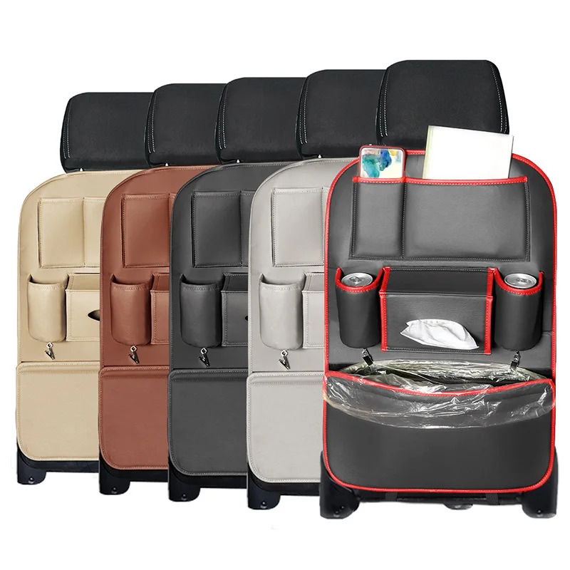 

Leather hanging car storage bag seat back bag car garbage bag