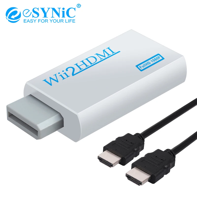 Преобразователь eSYNiC для Wii в HDMI-совместимый преобразователь 3 5 мм аудио адаптер
