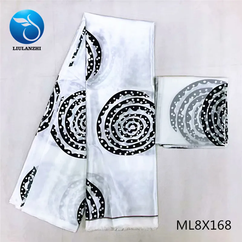 ML8X168 LIULANZHI Анкара шелковый атлас принты восковые ткани 4 ярдов красочные африканские 2 ярдов шарф принты ткань шитье Шелковый воск ML8X165-180 - Цвет: ML8X168