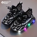 Детские светящиеся кроссовки, дышащая сетчатая обувь с подсветкой, для мальчиков и девочек, размеры 21-30