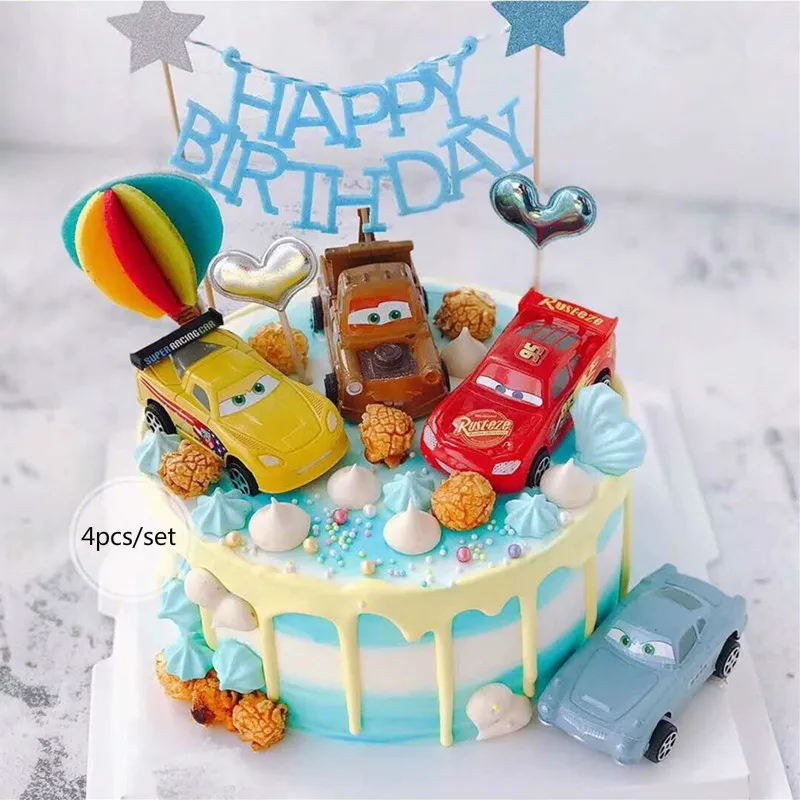 

1Set Disney McQueen Car Theme Cake Decor Kids Happy Birthday Party Cake Decorating Supplies Baby Shower Wedding Cake Topper