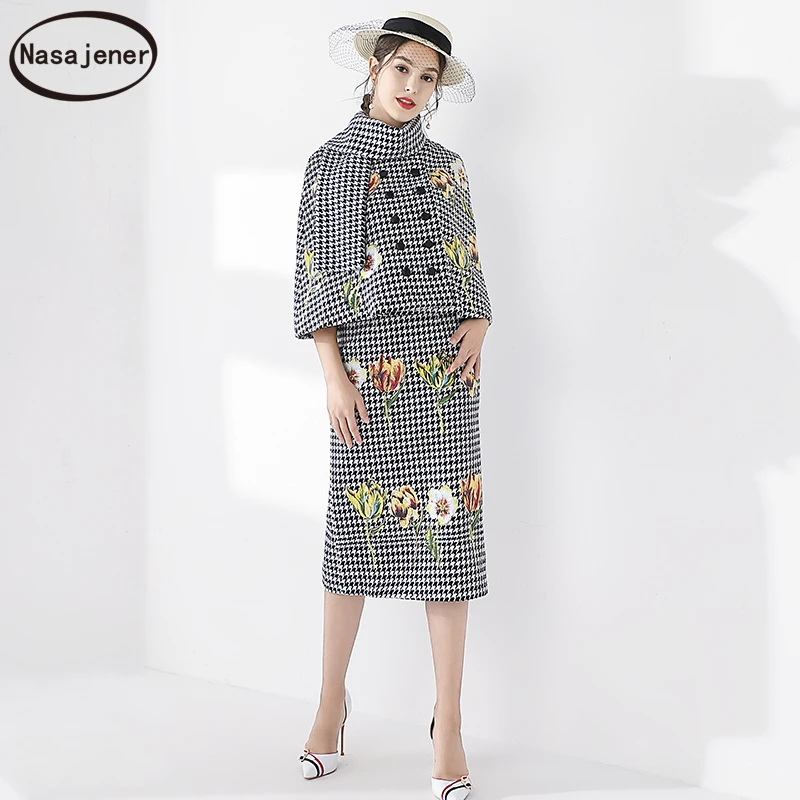 Новый осенне-зимний модный подиумный костюм женские топы на пуговицах с рукавом