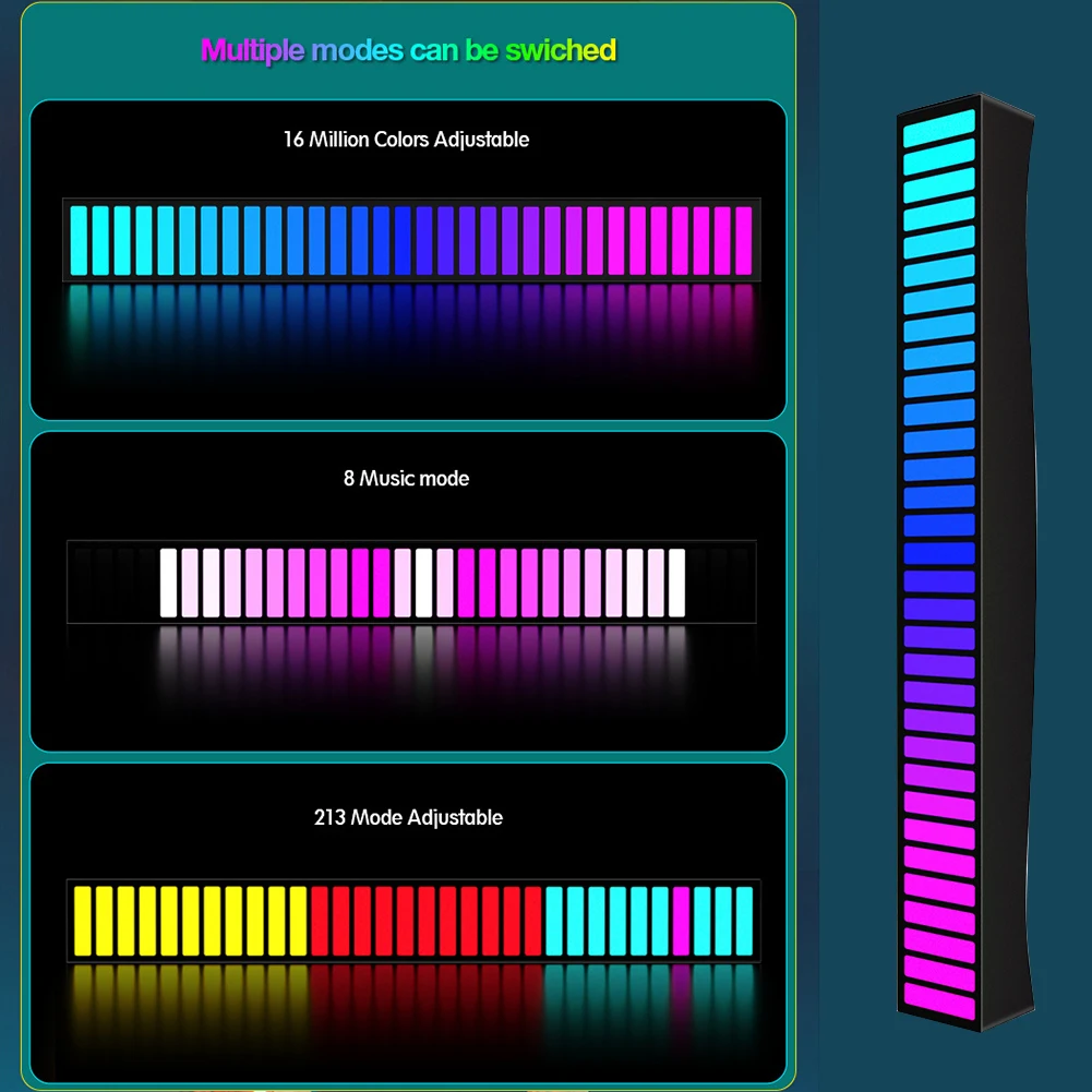 

RGB Music Sound Control LED Strip Light 3D Voice Activated Pickup Rhythm Light Car Music Atmosphere Lamp Colorful Tube Lamps