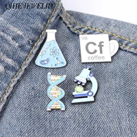 microscope enamel pin flask dna coffee cup brooches metal badge for backpack hat bags accessories scientist science teacher gift