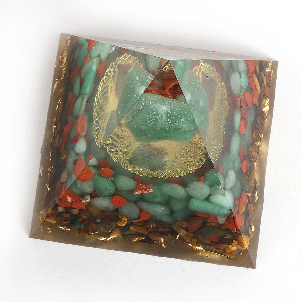 Древо жизни пирамиды зеленый танглин драгоценный камень тигровый глаз чипы