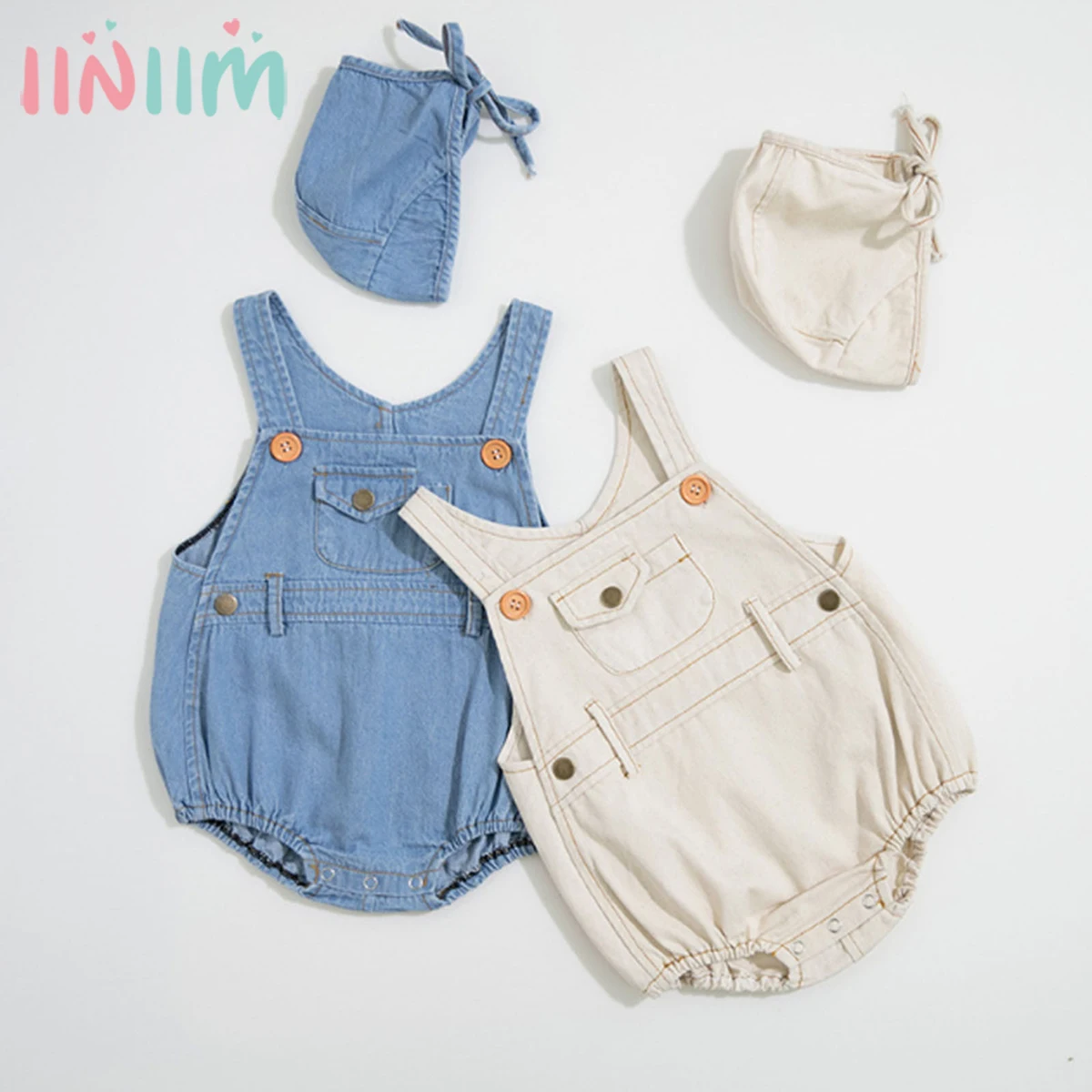 

Infant Baby Girl Boy Clothes Soft Denim Romper Jumpsuit Sleeveless Button Pocket Cowboy Bodysuit Casual Overalls Outfits 0-24M