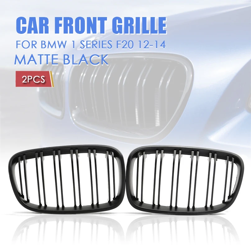 

For BMW 1 Series F20 12-14 Car Front Grille Matte Black Center Wide Kidney Grill Double Line Car Accessories
