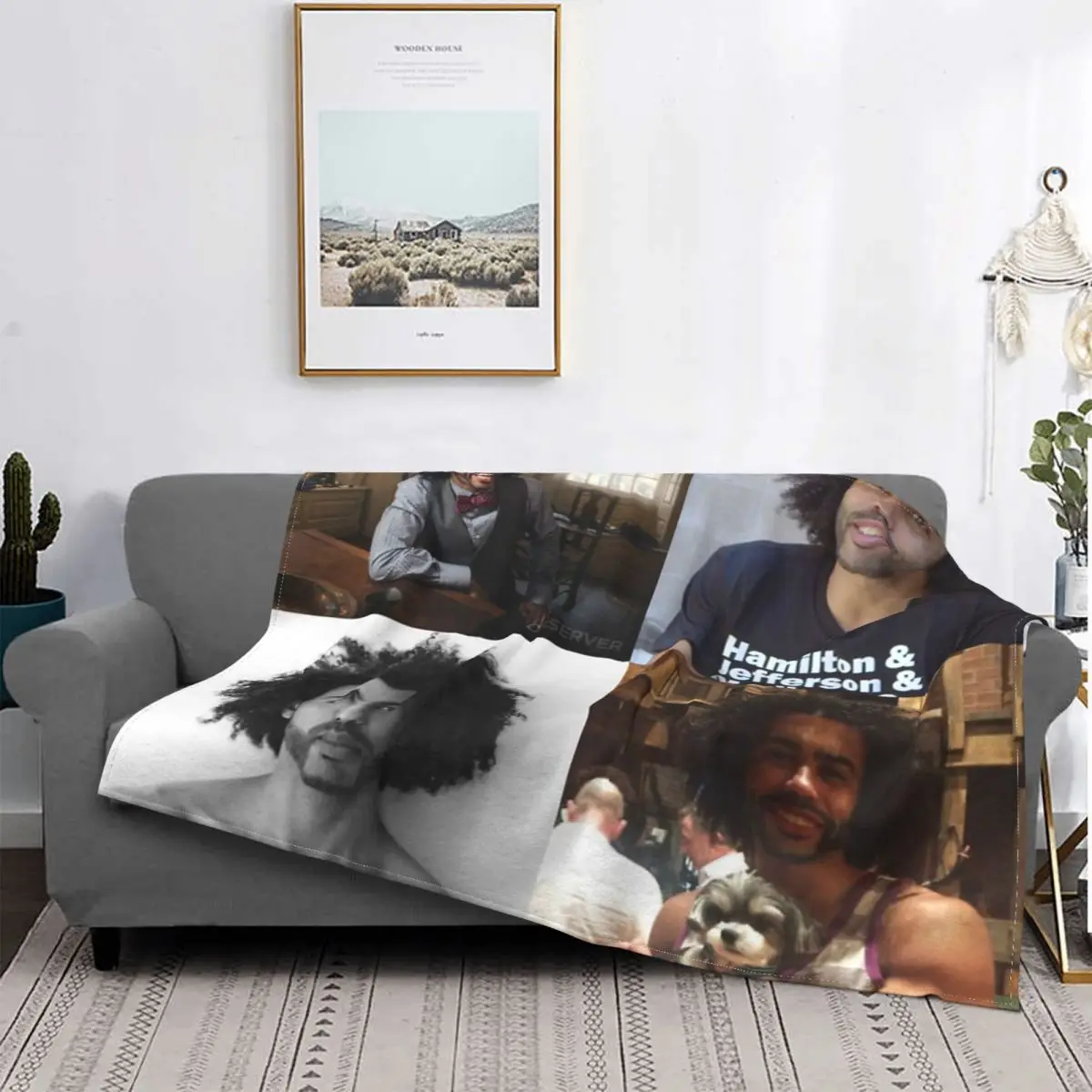 

Daveed-colcha de lino a cuadros para cama, manta с капучикой и изображением кубиков, идеально подходит для пикника