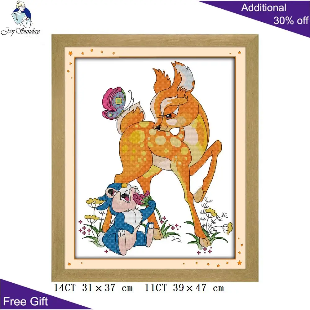 Домашнее украшение с животными Joy Sunday C114 C662 C688(2) вышивка оленем и кроликом наборы