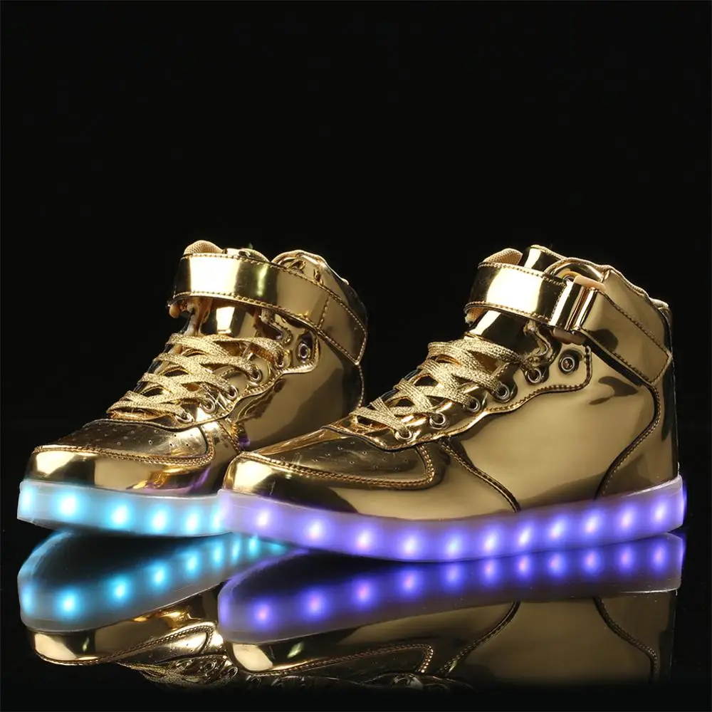 IGxx High Top LED Shoes Light Up For Men Sneakers USB Recharging Women Glowing Luminous Flashing Kids |