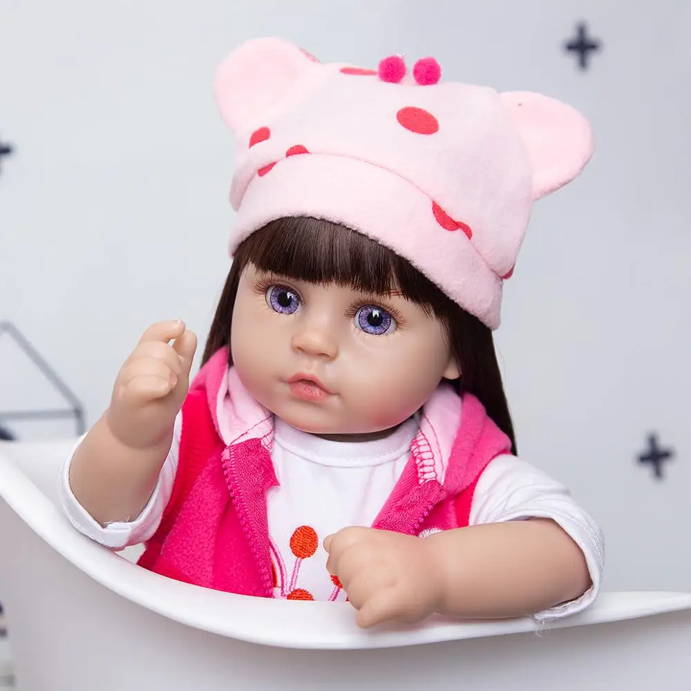 

48 CM Bebe Reborn Cloth Body Beautiful Long Hair Realistic Reborn Toddler Baby Doll For Children Birthday Christmas Gifts