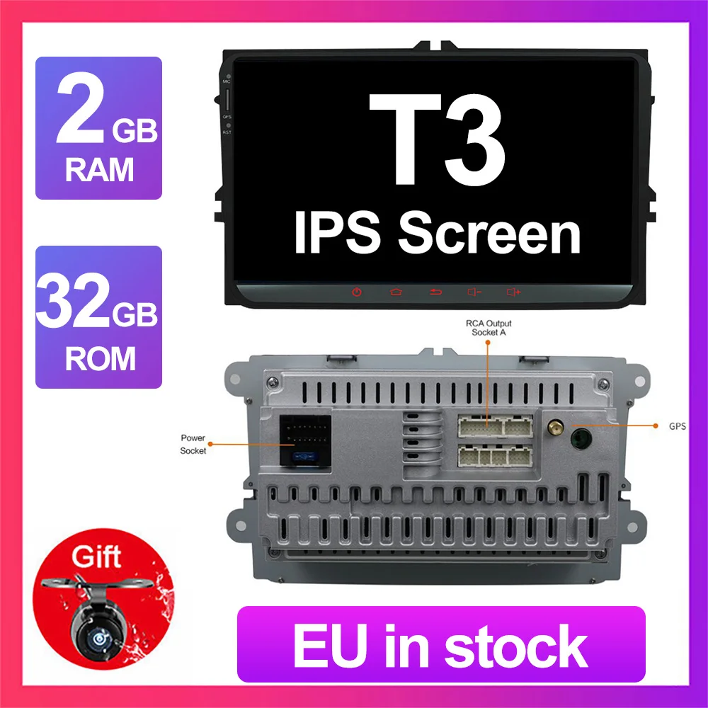 2G 32G T3 Eunavi 4 г 64 г Android 9 2 Din автомагнитола Стерео gps для VW Passat B6 CC Polo GOLF 5 6 Touran Jetta Tiguan Magotan сиденье DSP без DVD - Цвет: 2G 32G T3