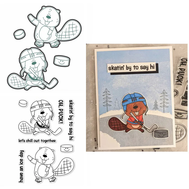 

2 шт./лот бобра хоккей прозрачный набор для стемпинга и координации умирает чистые бобра медведь штампы для скрапбукинга "сделай сам" изгото...