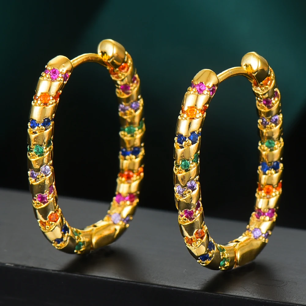GODKI Jimbora изысканные элегантные разноцветные Круглые серьги с кубическим