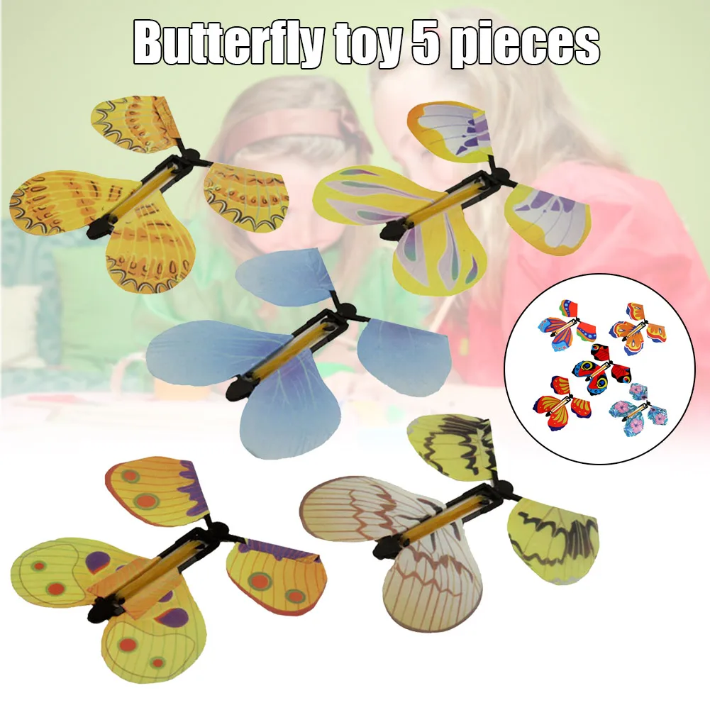 5 шт. волшебный Летающий в книжку бабочка Резиновая лента с приводом на ветру