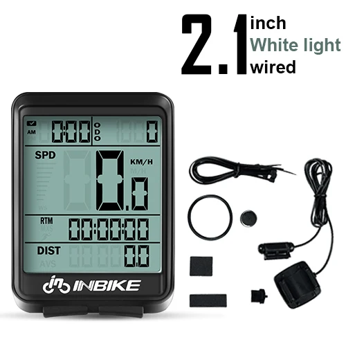 2.1 inch Wired INBIKE 2.8 ''большой Экран велосипедов компьютер Беспроводной велокомпьютер непромокаемые Спидометр пробега Велоспорт измеримым секундомер - Цвет: 2.1 inch Wired