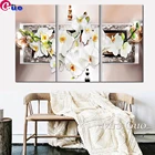 Алмазная живопись, 3 шт., Набор для вышивки крестиком с белой орхидеей 5D Стразы, алмазная вышивка, Цветочная мозаика, рукоделие, домашний декор