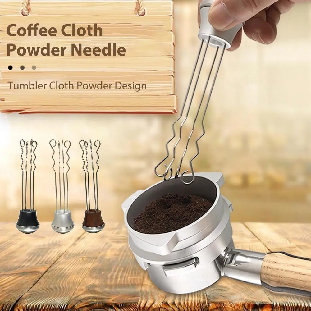 

Solid Wood Handle Stainless Steel Espresso Coffee Tamper Stirring Needle Coffee Cloth Powder Needle For Porfilter Maker Tools