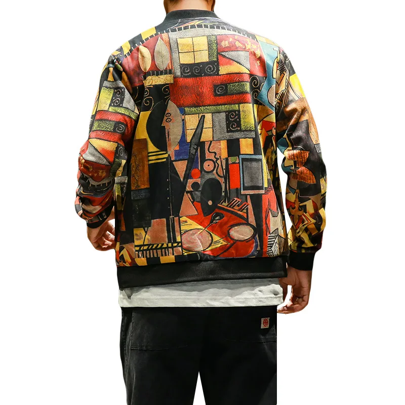 YOUTHUP 2020 новая весенняя мужская куртка с Бейсбольным воротником принтами