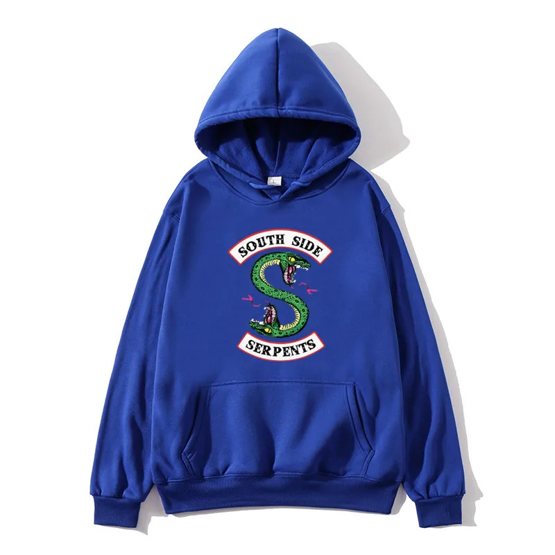 Royal blue Кофты с капюшоном оптом мужская и женская толстовка зеленая нашивка "Змея" ривердейл южная сторона нашивка "Змея" Толстовка - Цвет: Royal blue