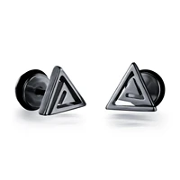 new triangle screw stud earring for men boy gold black color hip hop punk earrings ear fashion male jewelry gifts