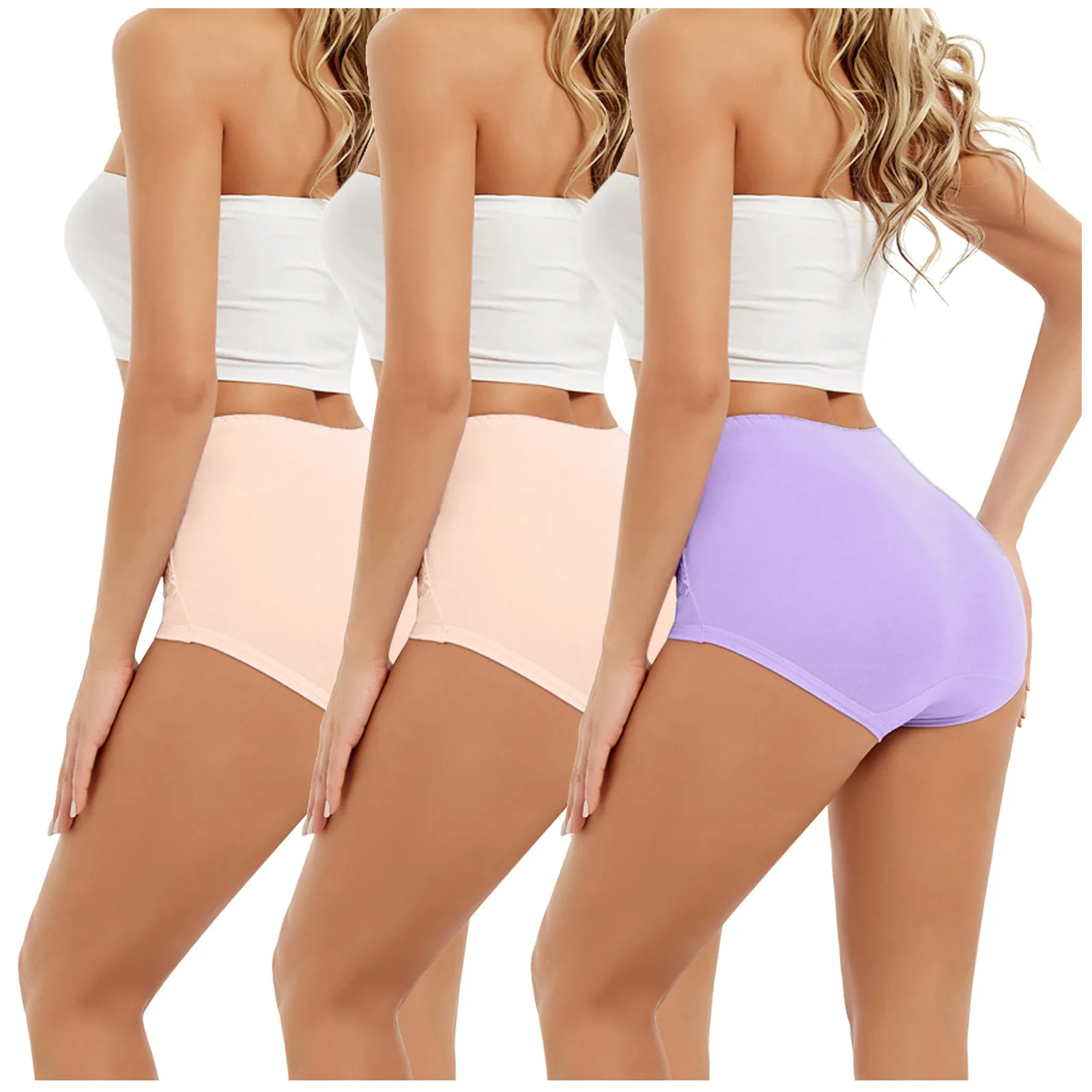 

3PC Plus Size Women High Waist Tummy Control Panties Underwear Sexy Femininas Lingerie Shapewear Brief Panties Comfortable YZ