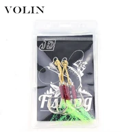 volin 2pcs fishing hooks with feather slow jigging double assist hook 10 20 30 50 70 thread high carbon steel kevlar line