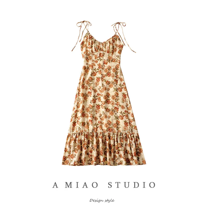 Винтажное Цветочное платье во французском стиле летнее Новое Женское