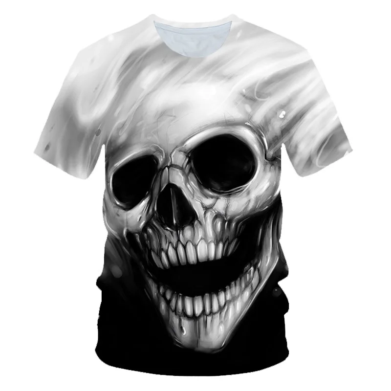 

New Men's T-shirt Horror Skull Pattern 3d T-shirt Hip Hop Men's O-neck Short Sleeve Shirt Top Street Style Men's T-shirt Top