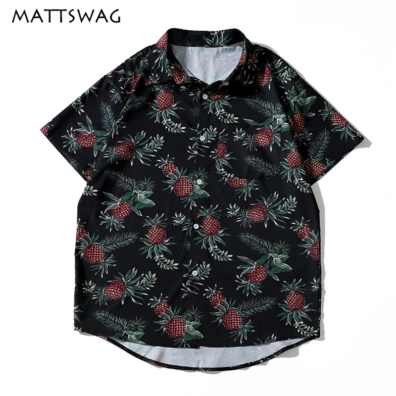 Мужская повседневная гавайская рубашка MATTSWAG с коротким рукавом и принтом в виде