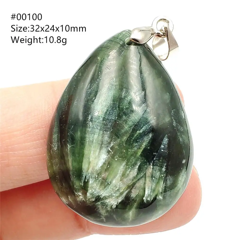 Натуральный зеленый Серафинит женский кулон ожерелье из драгоценных камней