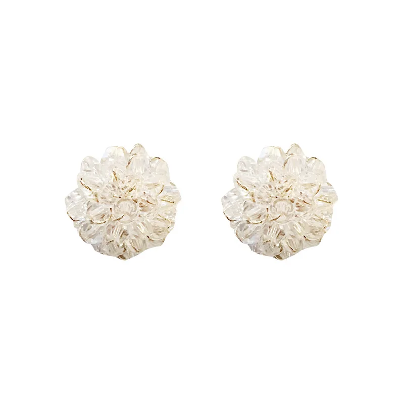 

S925 Silver Needle Korea Fashion New Crystal Flower Ball Earrings Temperament 2021 Fashion Earrings for Women Jewelry