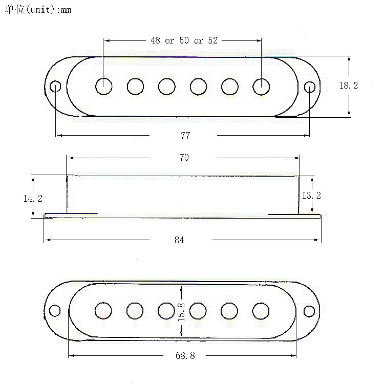 3 stücke messing elektrische gitarre einzel pickup abdeckungen 48mm50mm52mm für st sq gitarre zubehör teile free global shipping