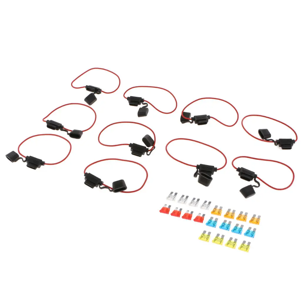 

Waterproof Medium Blade Inline Fuse Holder 14AWG + Fuse 5A 10A 15A 20A 25A