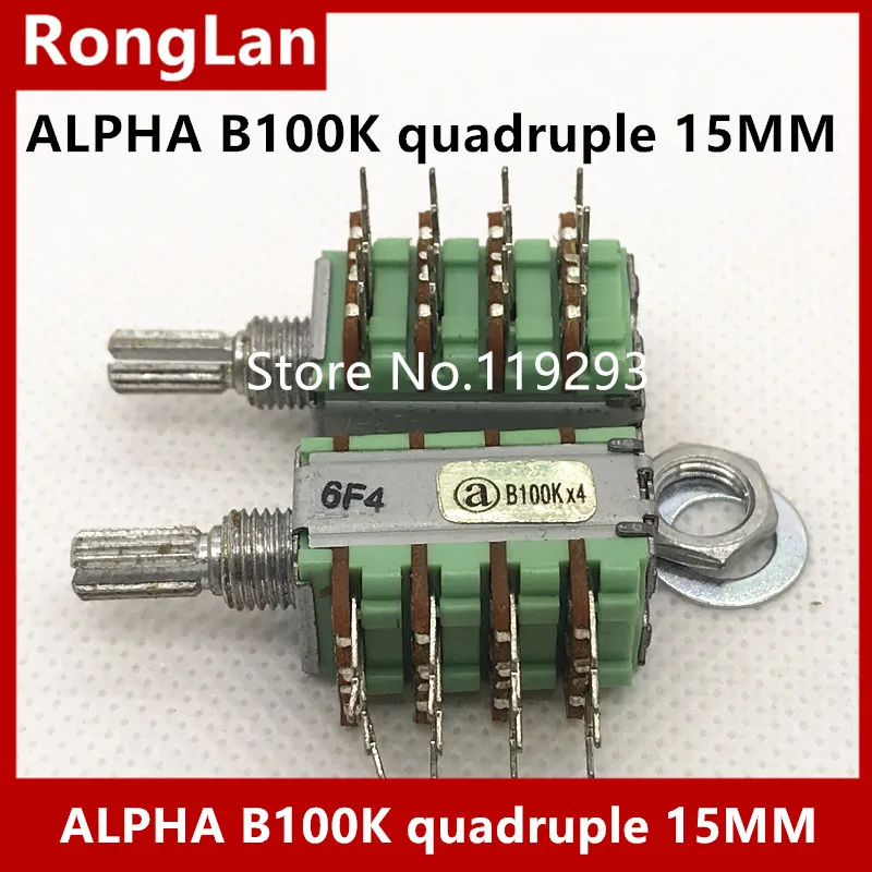 Переключатель потенциометра ALPHA RD124F B5K B20K B100K A10K четыре с валом 15 мм/20 мм-10 шт./лот |