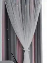 Grey Pink Curtain Занавеска для спальни, 2 слоя, выдалбливают звезды, Затемненные занавески, драпировка для гостиной, домашний декор, обработка окон, Кортина, панель - Цвет: Grey Pink Curtain
