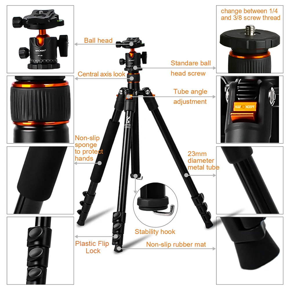 Штатив для камеры K &amp F CONCEPT регулируемая высота панорамная шаровая Головка с