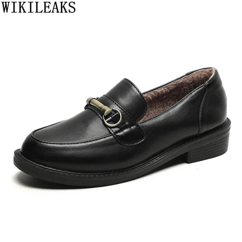 Туфли женские кожаные на платформе лоферы низкий каблук повседневная обувь