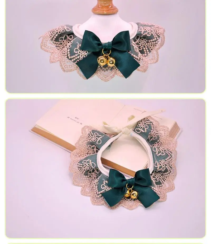 

Bow Lace Necklace for Dog Cat Collars Decoration Adjustable Supplies Doggy Kitten Bell Ball Bib Floral Collar Accessories Puppy