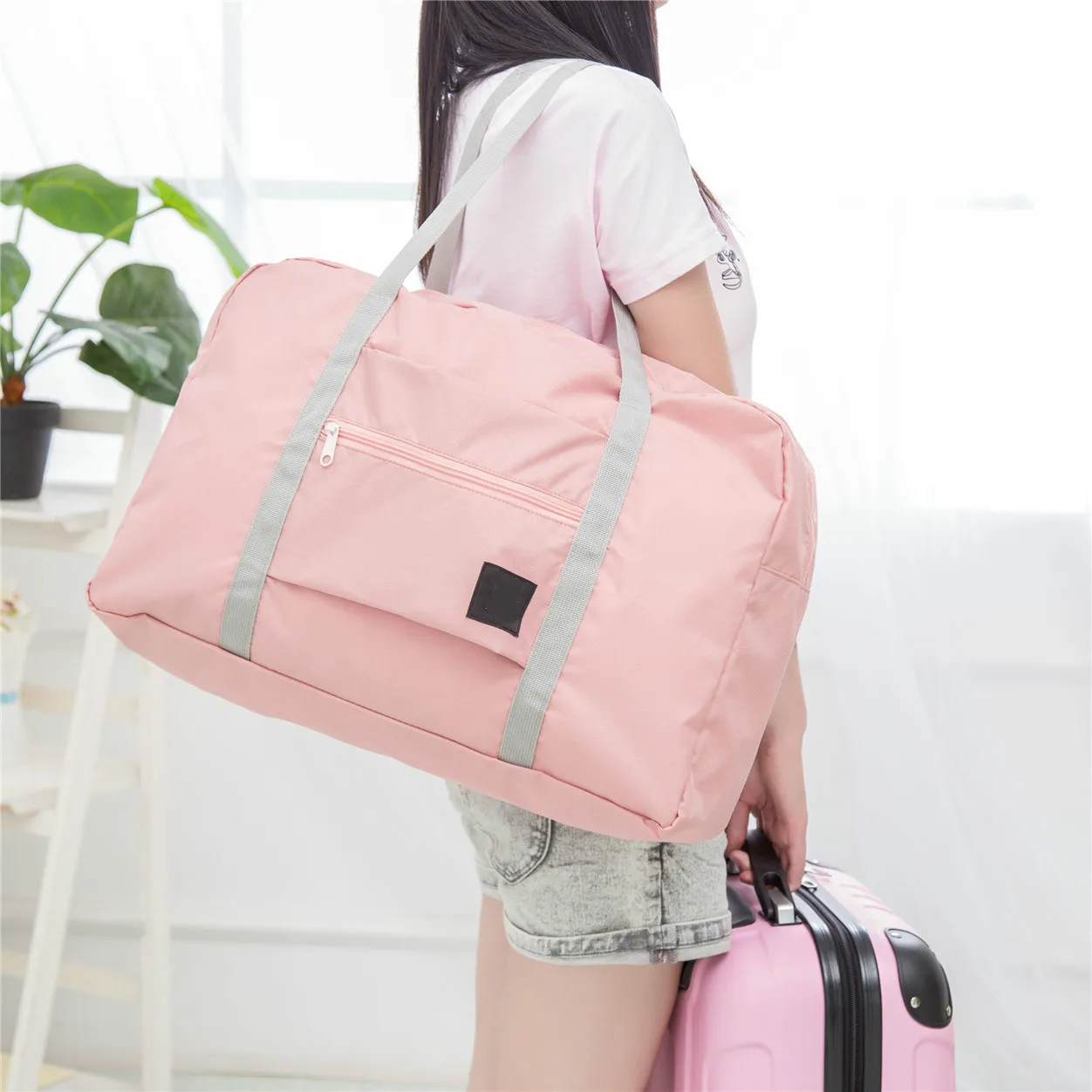 

Folding Travel Bag Nylon Travel Bags Hand Luggage for Men & Women Fashion Travel Duffle Bags Tote Large Handbags Duffel