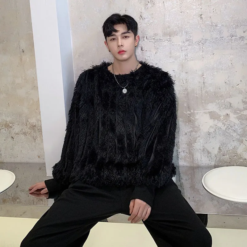 Мужские модные Свободные повседневные пуловеры с длинными рукавами и кисточками