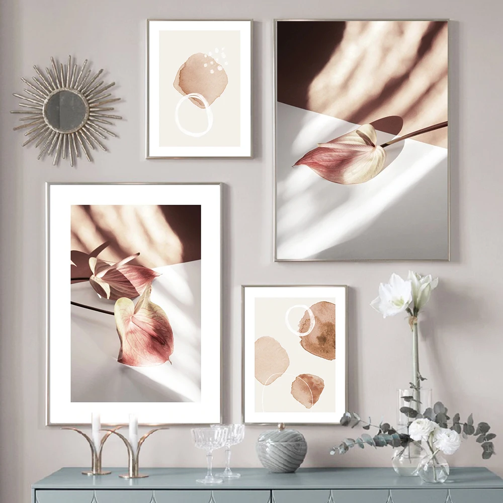 

Nordic Sunlight Wall Art Canvas Painting Geometric Simple Style Plant Leaves Posters and Prints Decor Picture Modern Home Decor
