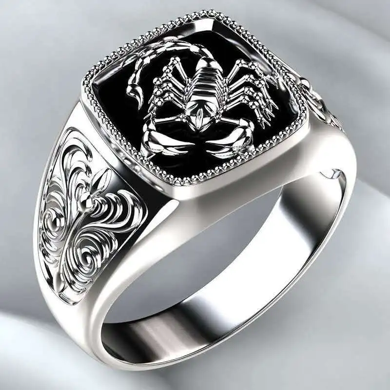 

Milangirl Top-quality Gothic Punk Scorpion Male Retro Ring Scorpion Pattern Rings for Men Jewelry whole sale