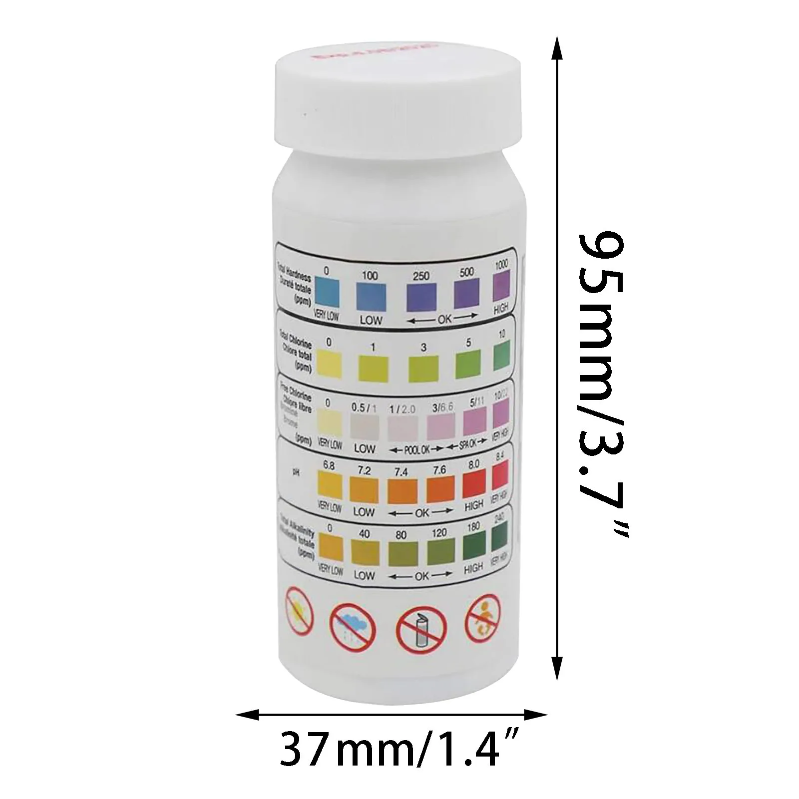 

50 Pcs Tub Water Quality 5-In-1 Swimming Pool Test Paper Residual Chlorine PH Value Alkalinity Hardness Pool PH Level Test Strip
