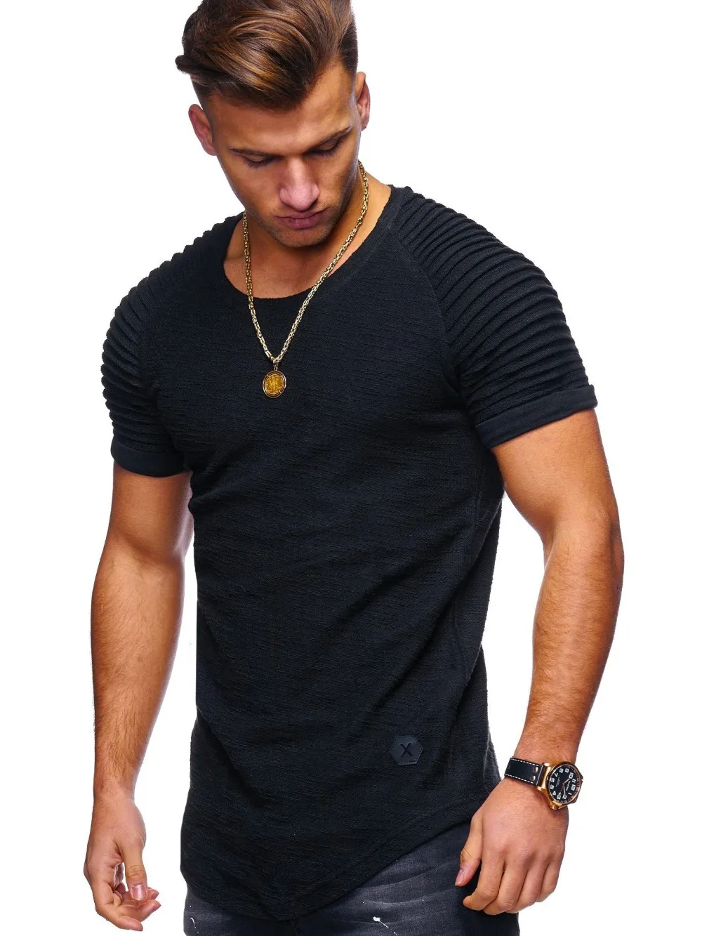 

6175-Different color short-sleeved summer short-sleeved foreign trade summer new color contrast short-sleeved casual T-shirt