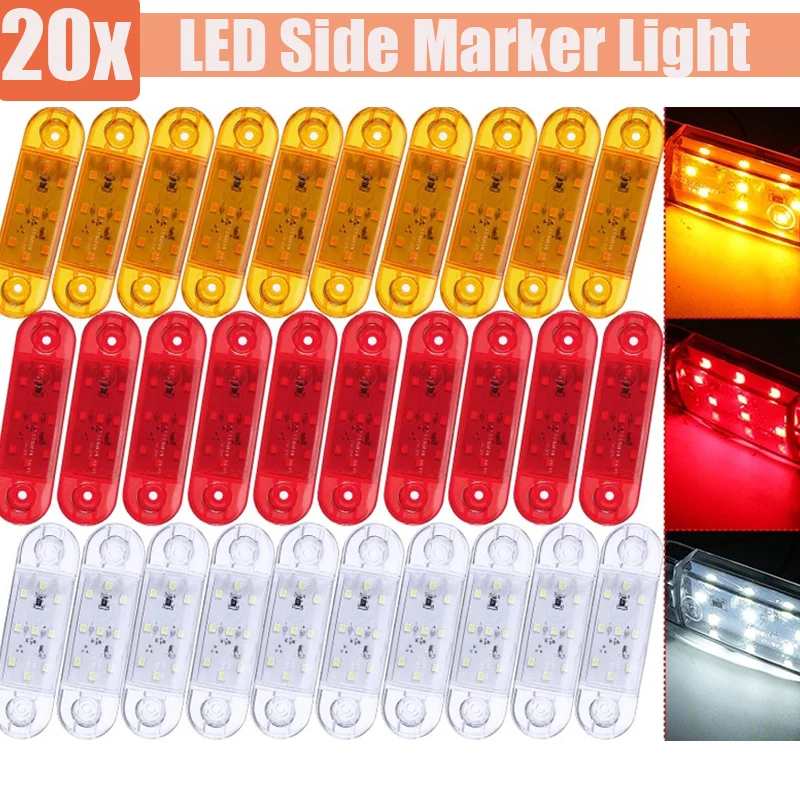 

10V-30V Universal 9 LED Side Marker Light Indicator Lamp for Truck Trailer Caravan Lorry Van RV Bus Boat Amber/Red/White