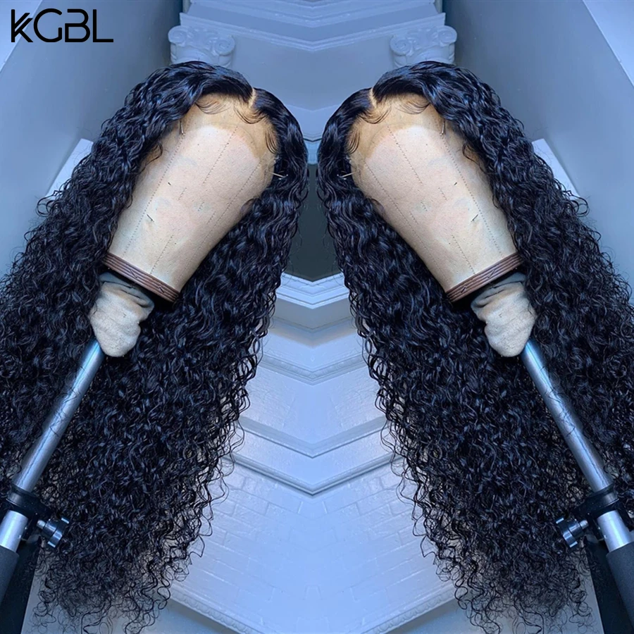 KGBL кудрявые 13*4 Кружева спереди среднего соотношения 8 ”-24” не-Remy человеческие